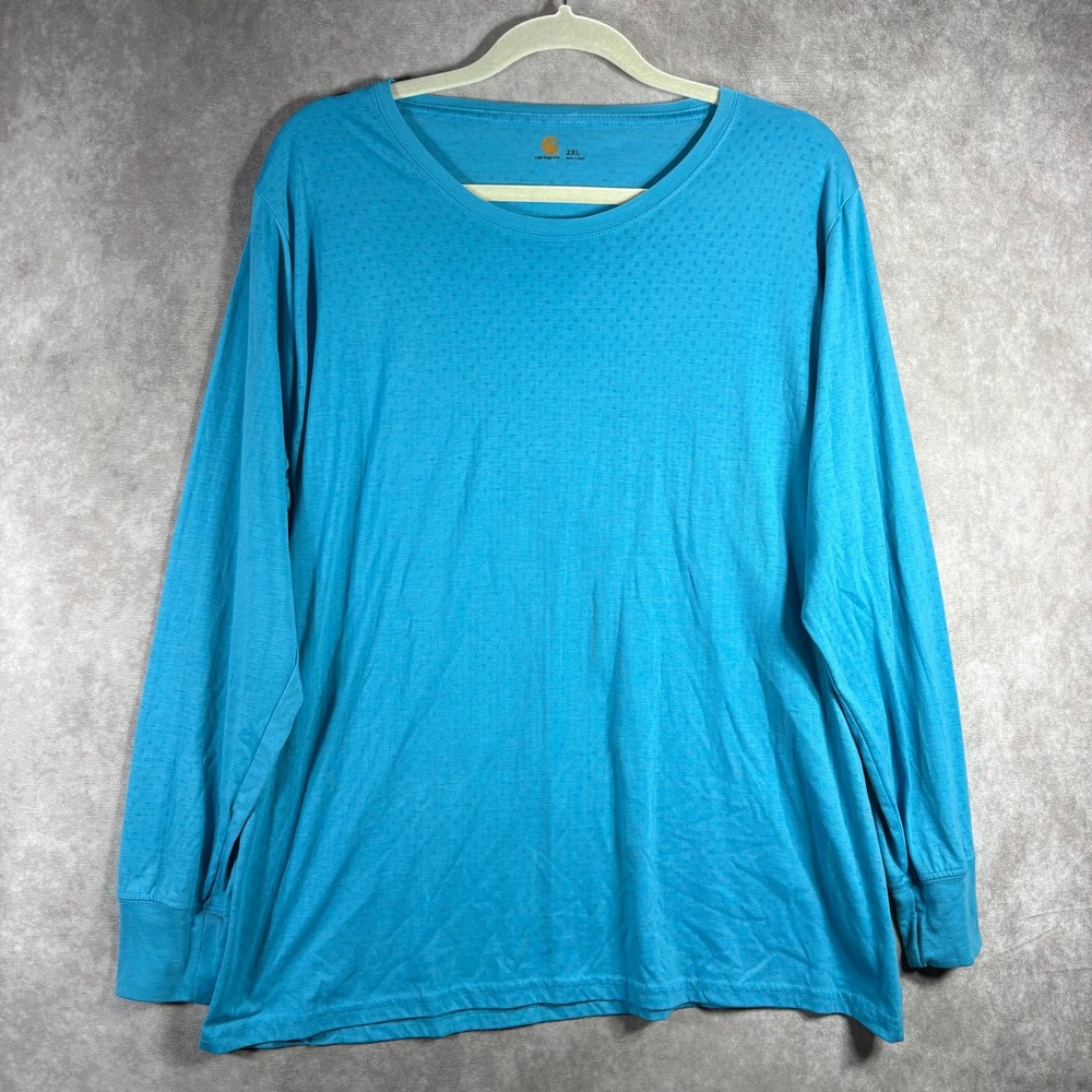 Carhartt Long Sleeve Jersey Burnout Tee Shirt Womens Size 2XL Blue Lightweight